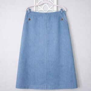 Vintage 1970s Sears A Line Wrap Utility Chore Denim Skirt With Military Rivets